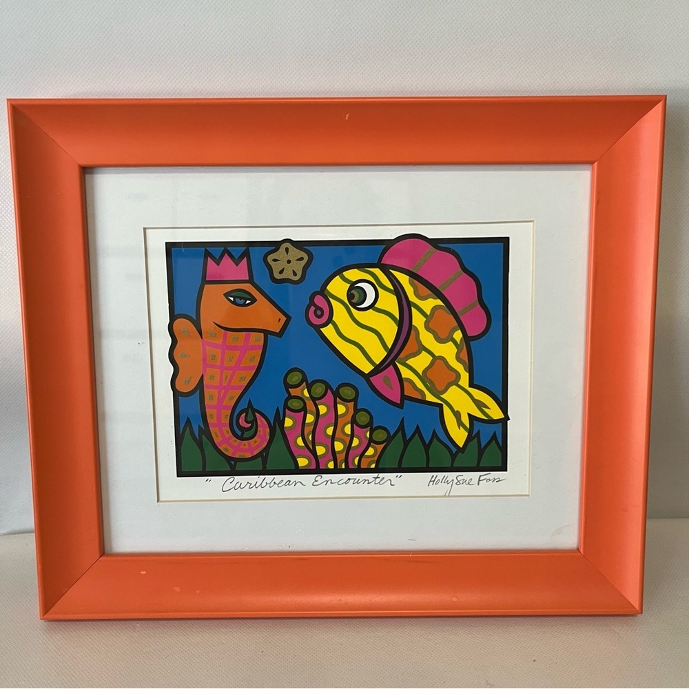 Holly Sue Foss Signed Fish Colorful Caribbean Art Framed - Picture 4 of 7